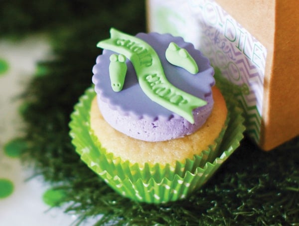 Purple Polka Dot Crocs Birthday Party Cupcake