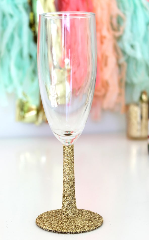 DIY Glitter Champagne Glasses