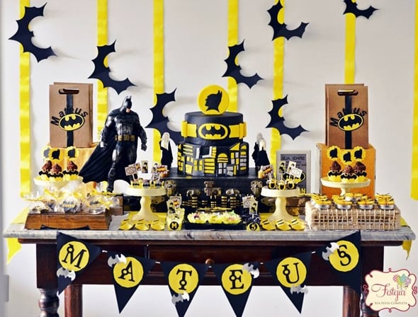 Superhero Birthday Party Dessert Table and Decor