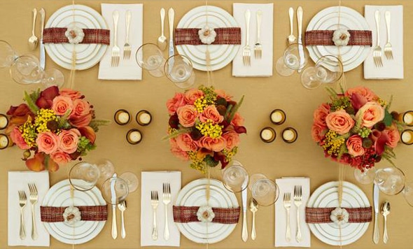 Cooking Channels Thanksgiving Holiday Inspired Traditional Table.