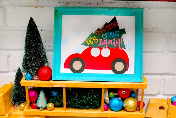 Christmas-Trees-on-Cars-Mantle-plus-Free-Printable-The-Silly-Pearl