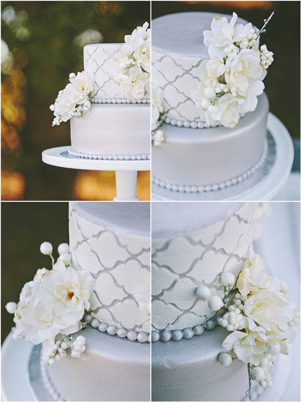 Silver-White-Holiday-Cake-Detail