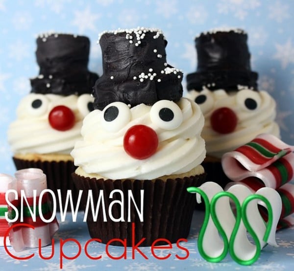 snowman-cupcakes