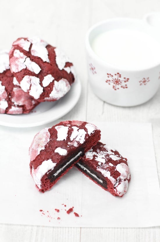 SprinkleBakes Oreo Stuffed Red Velvet Crinkles