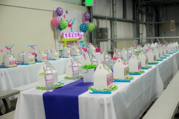 Gymnastics Birthday Party Tables via Pretty My Party
