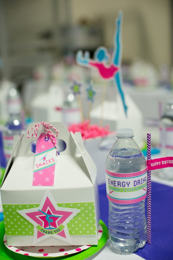 Gymnastics Birthday Party Favors via Pretty My Party