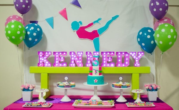 Gymnastics Birthday Party Dessert Table via Pretty My Party