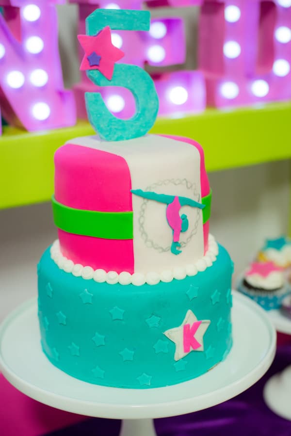 Gymnastics Birthday Party Cake via Pretty My Party