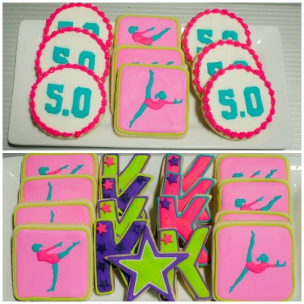 Gymnastics Birthday Party Cookies via Pretty My Party
