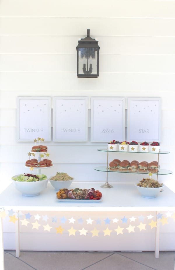 Food Table, Twinkle Sprinkle Baby Shower via Pretty My Party