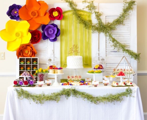 Floral Inspired Baby Shower Dessert Table via Pretty My Party
