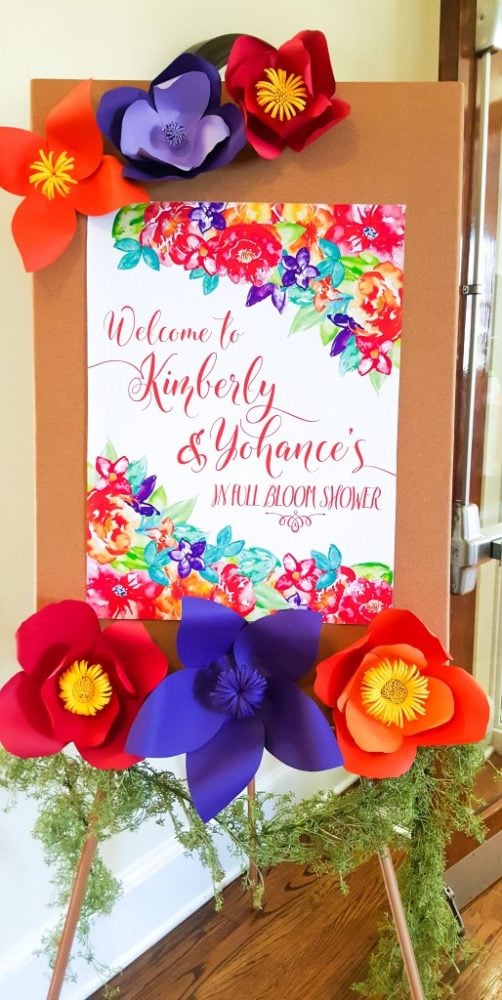 Floral Inspired Baby Shower Welcome Sign via Pretty My Party