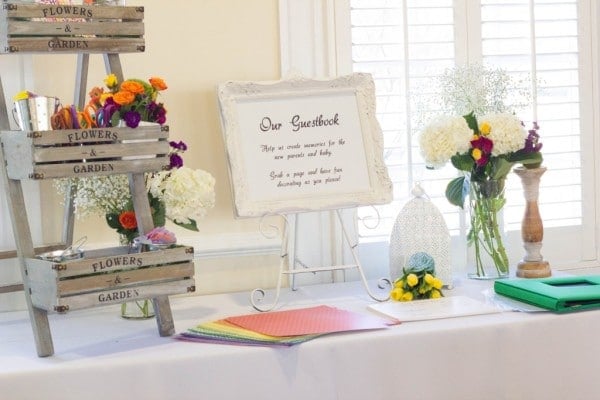 Floral Inspired Baby Shower Guest Book via Pretty My Party