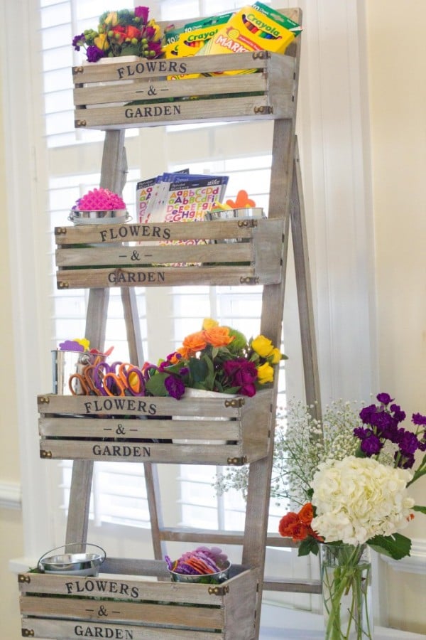 Floral Inspired Baby Shower Craft Station via Pretty My Party
