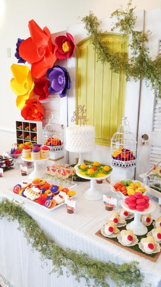 Floral Inspired Baby Shower Dessert Table via Pretty My Party