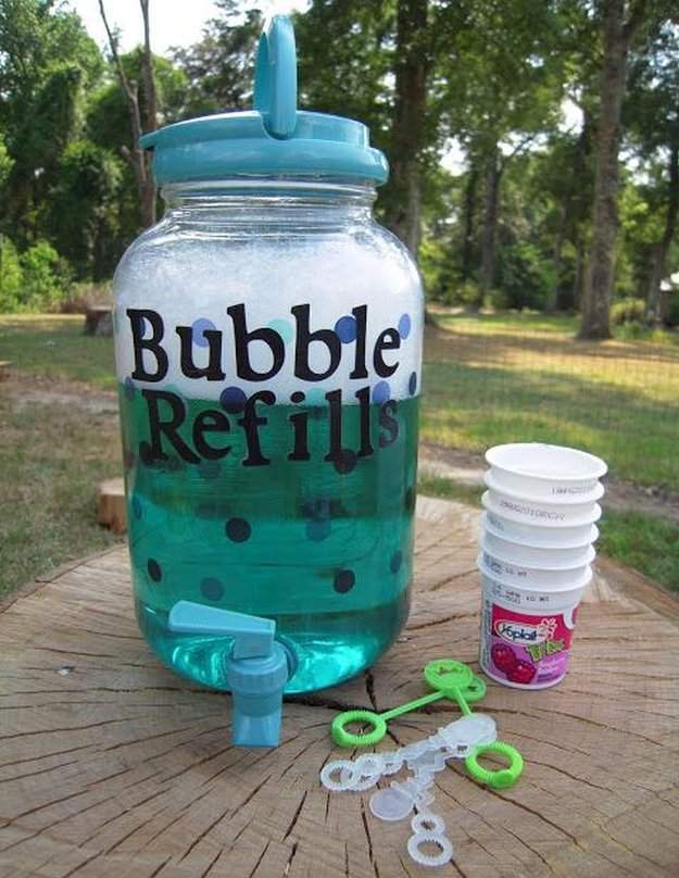 Bubble Refill Station, 10 Ways to Entertain Kids at Birthday Parties via Pretty My Party