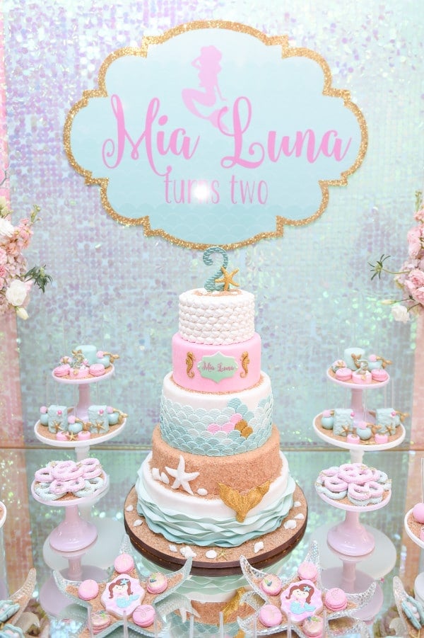 mermaid-birthday-party-cake-table