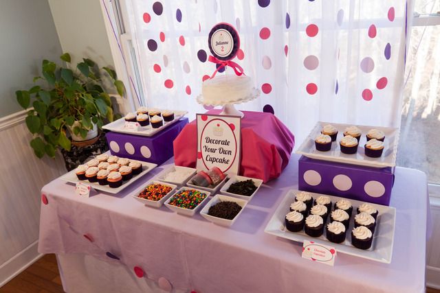 Decorate your own Cupcake Station, 10 Ways to Entertain Kids at Birthday Parties via Pretty My Party