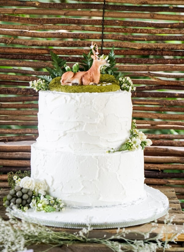 Boho Enchanted Forest Deer Cake via Pretty My Party | www.prettymyparty.com