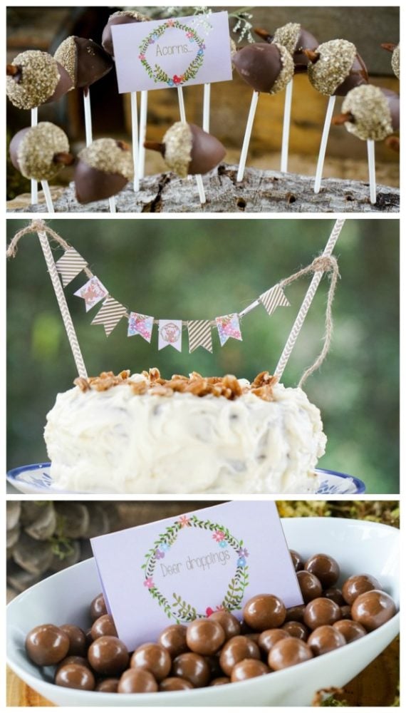 Boho Enchanted Forest Party Acorn Cake Pops via Pretty My Party | www.prettymyparty.com