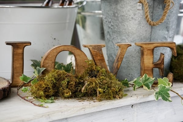 Boho Enchanted Forest Party Wood Love Sign via Pretty My Party | www.prettymyparty.com