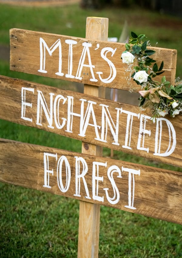 Boho Enchanted Forest Party Wood DIY Sign via Pretty My Party