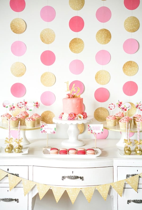 pink-gold-dessert-table