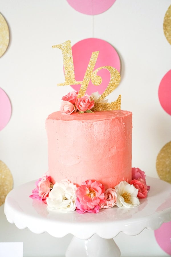pink-gold-half-birthday-cake