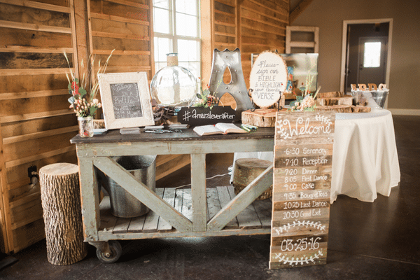 Southern Rustic Charm Wedding Theme reception decor| Pretty My Party