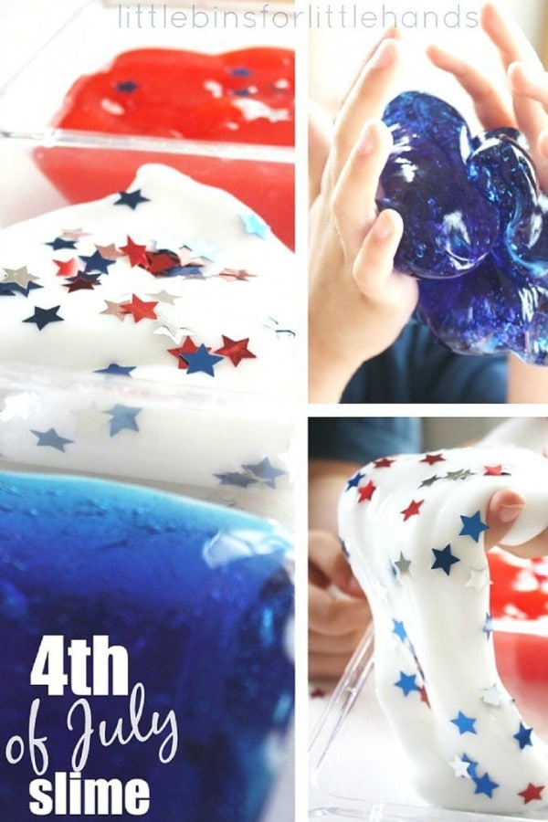 2 4th of July Slime, 20 Ideas for Celebrating 4th of July via Pretty My Party