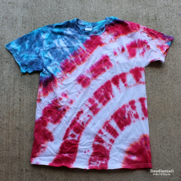 2 Patriotic Stripes Tie Dye Shirt, 20 Ideas for Celebrating 4th of July via Pretty My Party