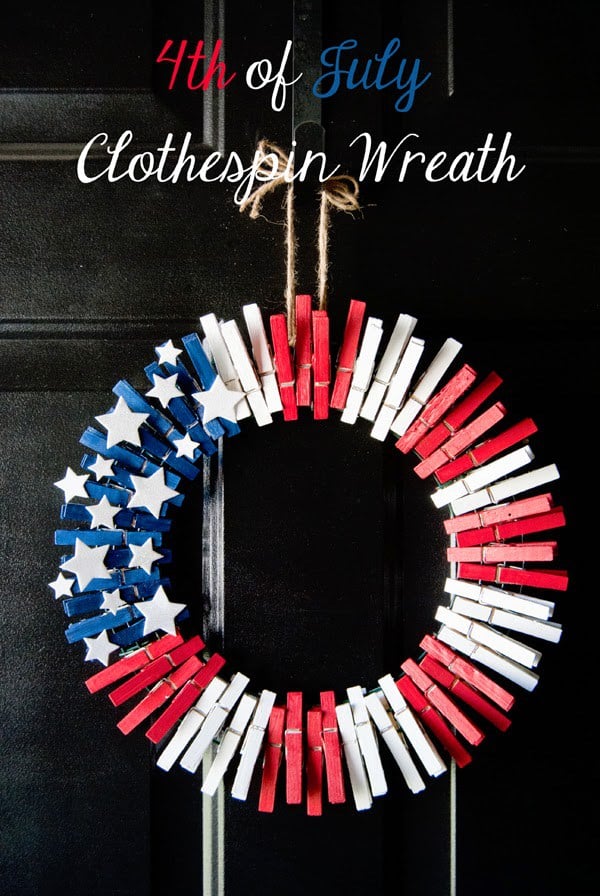 3 4th of July Clothespin Wreath, 20 Ideas for Celebrating the 4th of July via Pretty My Party