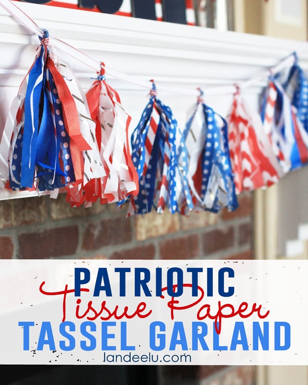 3 Patriotic Tissue Paper Tassel Garland, 20 Ideas for Celebrating 4th of July via Pretty My Party