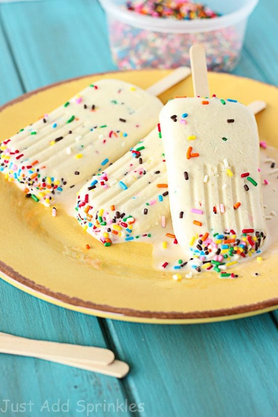 Cake Batter Popsicles, 25 Must Have Popsicle Recipes | Pretty My Party