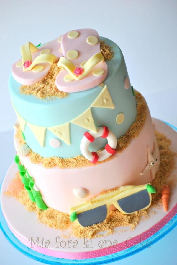 Flip Flops Beach Cake, 21 Sizzling Summer Birthday Cake Ideas | Pretty My Party