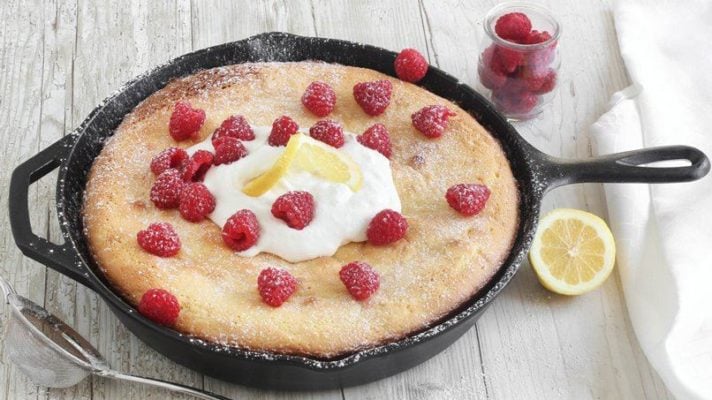 Lemon Custard Skillet Cake, Best Skillet Dessert Recipes via Pretty My Party