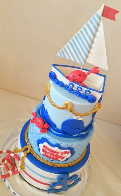 Nautical Crab Cake, 21 Sizzling Summer Birthday Cake Ideas | Pretty My Party