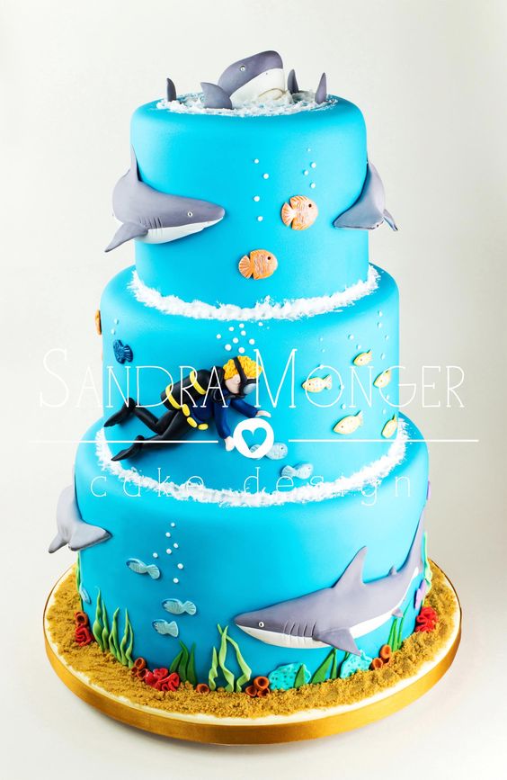 Shark Cake, 21 Sizzling Summer Birthday Cake Ideas | Pretty My Party