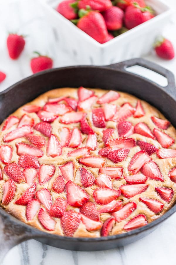 Strawberry Skillet Shortcake, Best Skillet Dessert Recipes via Pretty My Party