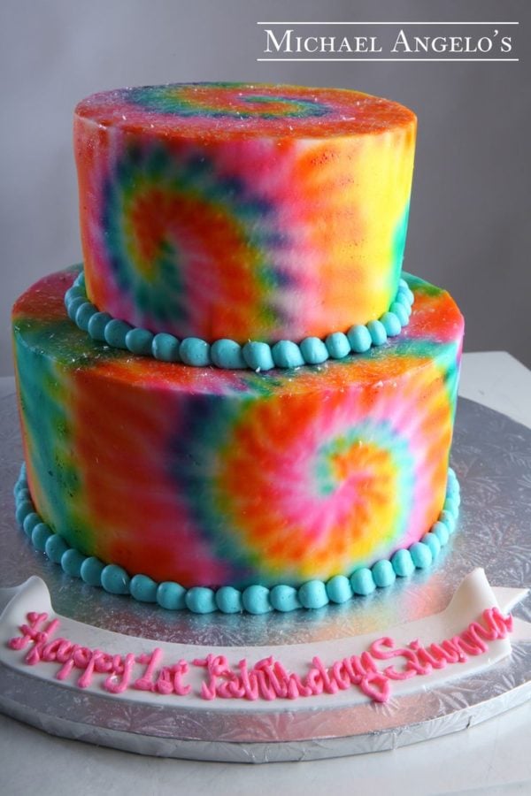 Tie Dye Cake, 21 Sizzling Summer Birthday Cake Ideas | Pretty My Party