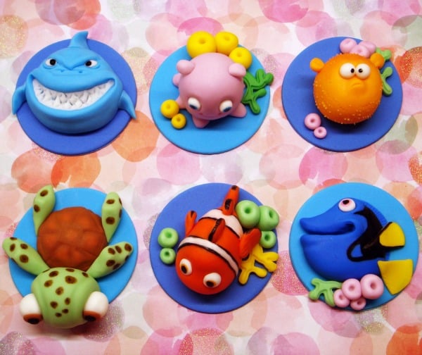 Fondant Cupcake Toppers, Finding Dory Birthday Party Ideas | Pretty My Party