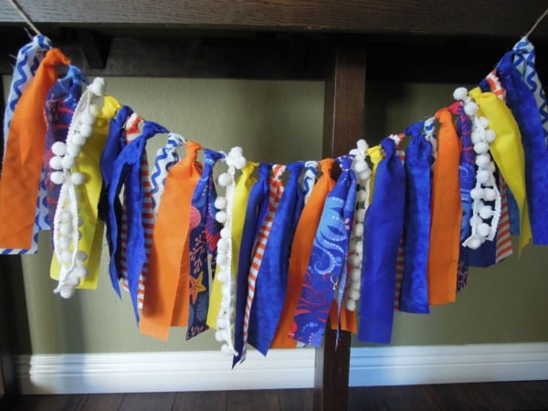 Fabric Scrap Banner, Finding Dory Birthday Party Ideas | Pretty My Party