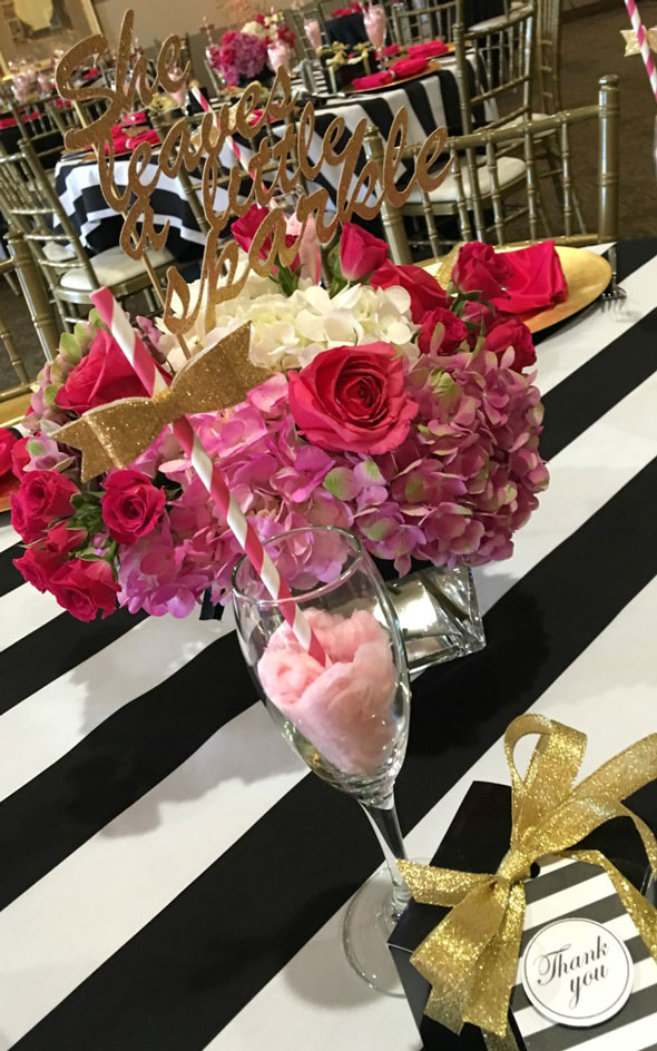 Kate Spade Birthday Flower Centerpieces via Pretty My Party