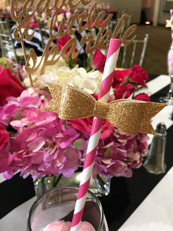 Kate Spade Birthday Gold Bow Straws via Pretty My Party