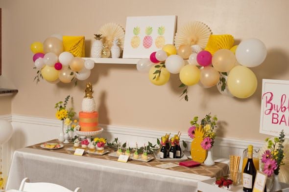 Pineapple Themed Bridal Shower dessert table via Pretty My Party