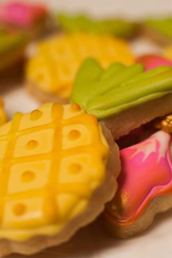 Pineapple Themed Bridal Shower cookies via Pretty My Party