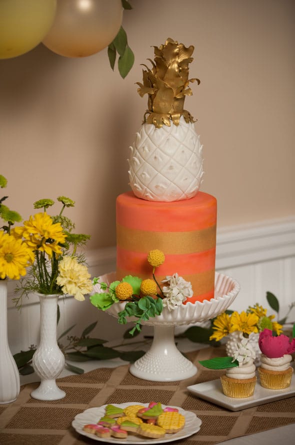 Pineapple Themed Bridal Shower cake via Pretty My Party