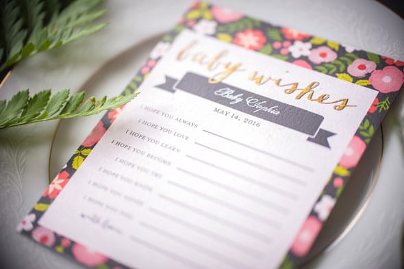 Modern Garden Baby Shower Baby Wishes Stationary via Pretty My Party