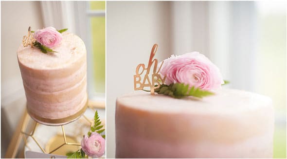 Modern Garden Baby Shower Pink Cake via Pretty My Party