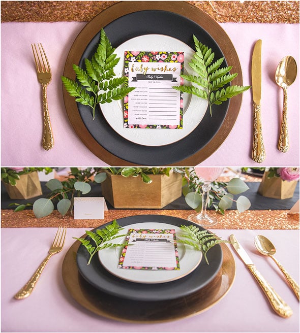 Modern Garden Baby Shower Table Decor Place Setting via Pretty My Party